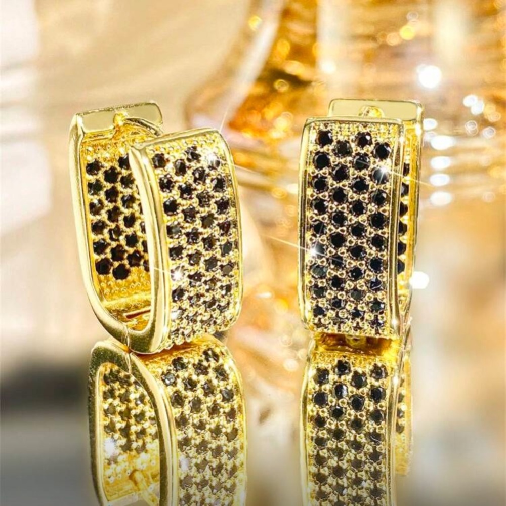 Elegant Gold and Black Hoop Earrings